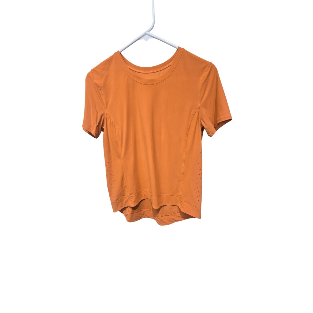 Lululemon Short Sleeve Shirt Top Orange Perforated Activewear Womens 6?